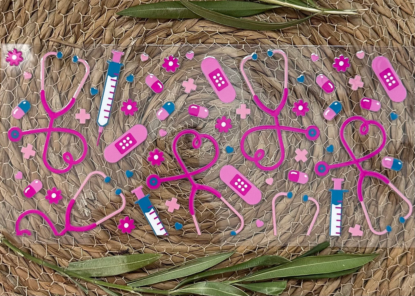 RTS-16oz UV DTF| Pink Nurse Items | Double Sided