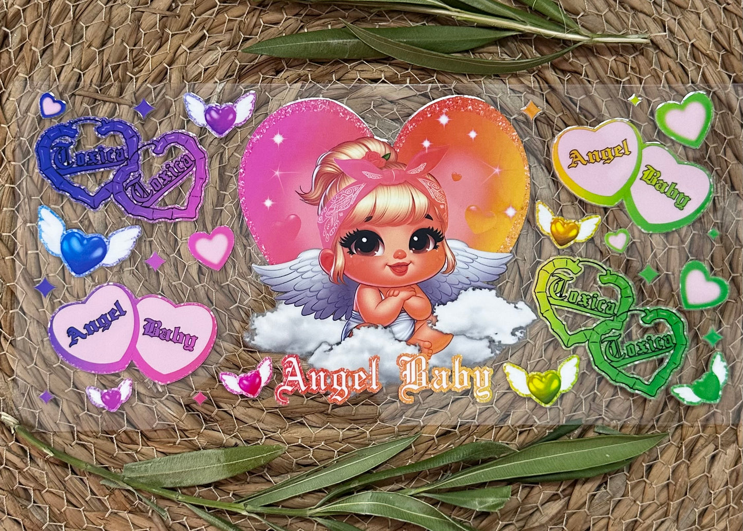 RTS-16oz UV DTF| Angle Baby Rainbow | Single Sided