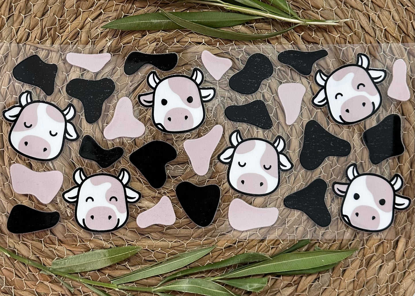 RTS-16oz UV DTF| Pink & Black Cow | Single Sided