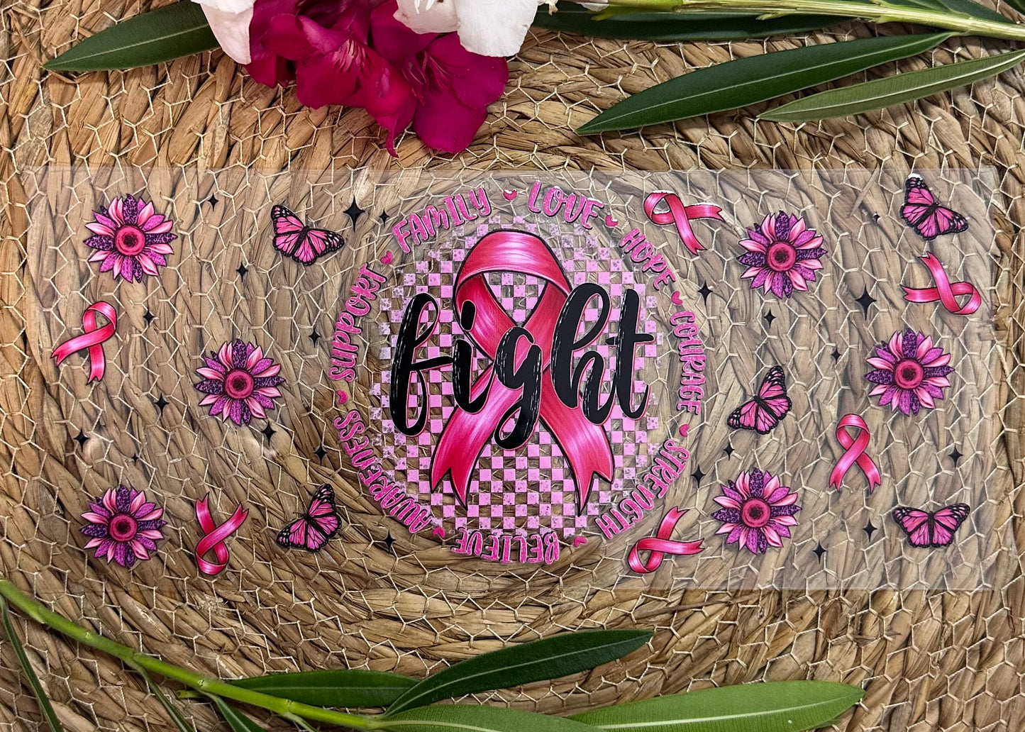 RTS-16oz UV DTF| Pink Ribbon| Single Sided