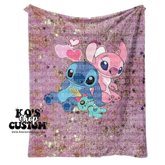 Blue & Pink Alien Blanket