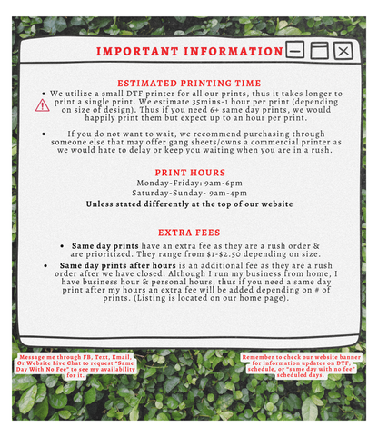 Custom REGULAR DTF Transfer