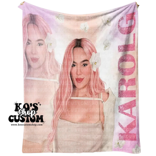 Karol G Blanket (White Floral)