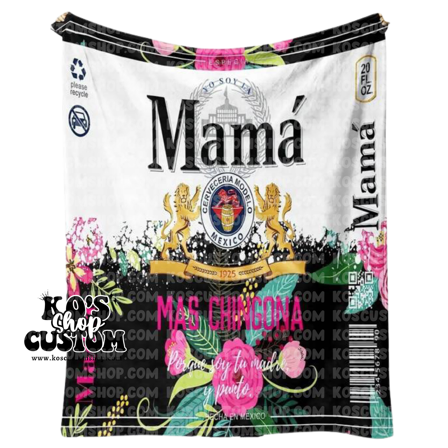 Mama Mas Chingona Blanket (Black Floral)